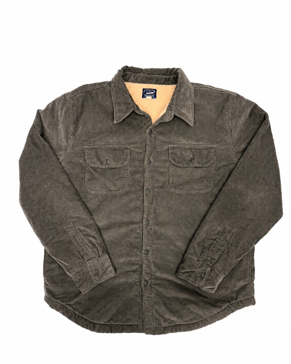 J.Crew Re-Imagined Men’s XL Oilive Green Corduroy Sherpa Lined Shirt Jacket